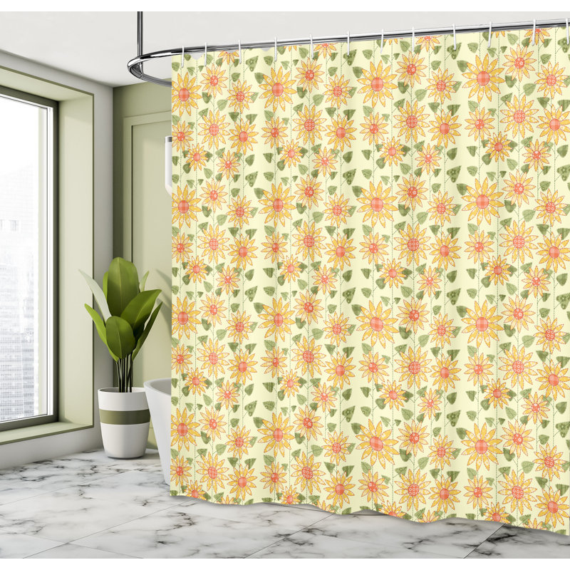 Floral Shower Curtain with Hooks Included, 70" H x 69" W
