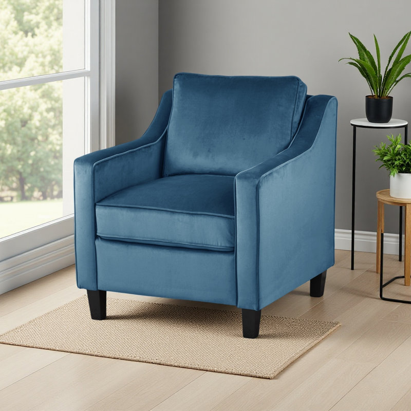 Fauteuil club en velours, Bleu
