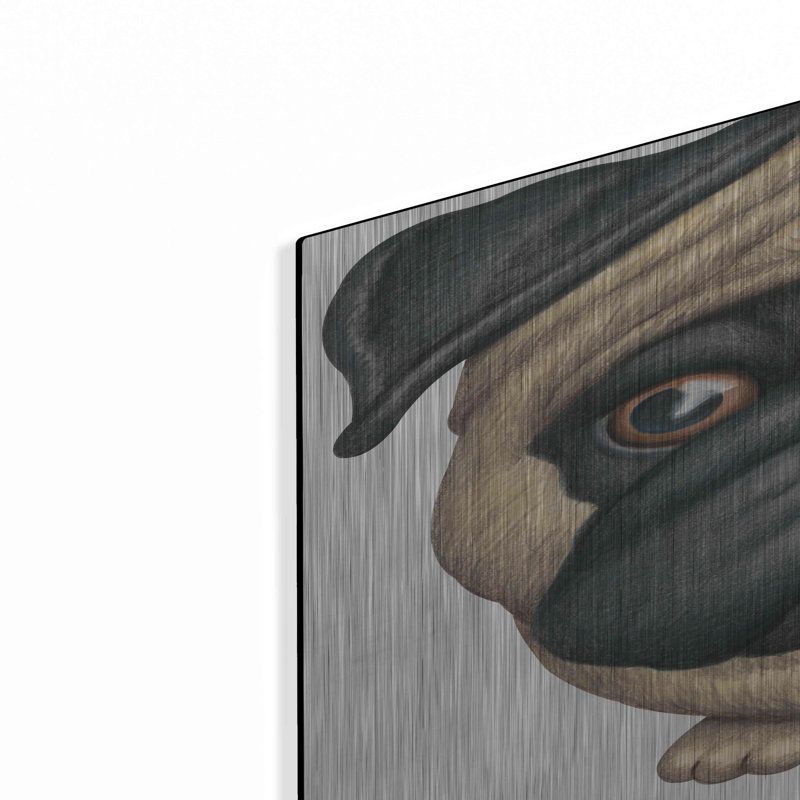Art mural en métal Winston Porter «Pug and Bowl Upper Perspect» par Danny Gordon, H 36 po x l 24 po