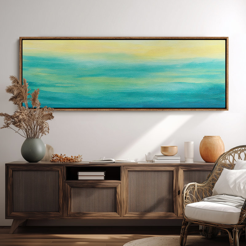Très grand art mural rétro encadré pour art classique, H 20 po x l 60 po, Naturel