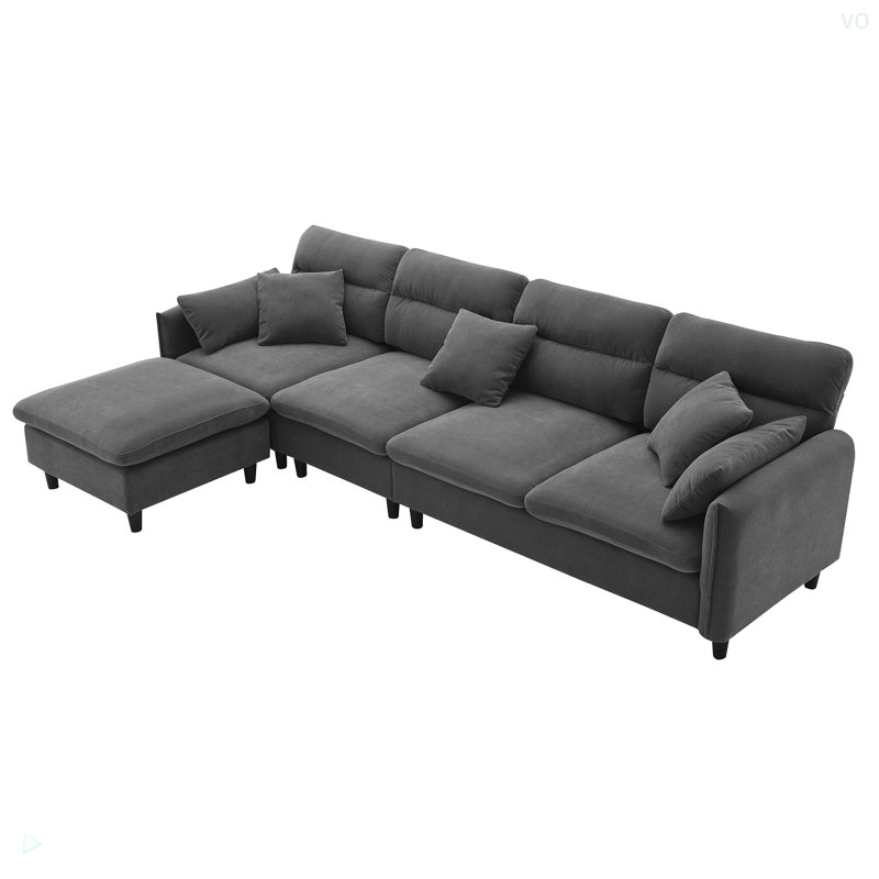 Canapé modulaire en L Cloud Chenille, Gris chenille