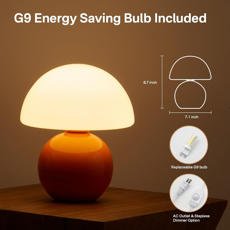 Mushroom Lamp Table Desk Bedside Lamp, Mushroom Decor Nightstand Small Table Lamps For Bedroom Night Stands,Cute Mini Modern Mid Century Lamps Dimmable,Unique Aesthetic Home Decor