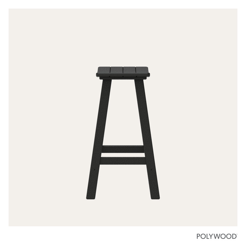 POLYWOOD Traditional Garden Patio Bar Stool, Black, 24.75" H