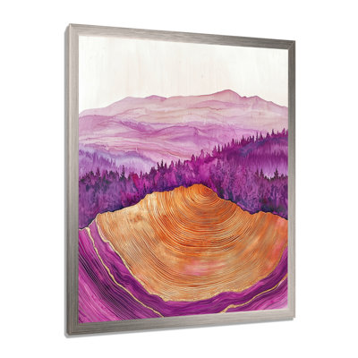 «Farm Charm Meadow With Lavender Ink Field Landscape V», impressions sur toile