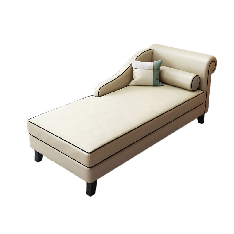 Chaise longue rembourrée Gibeon, Beige, Accoudoir à droite (vu de face)