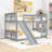 Twin Over Twin Bunk Bed With Slide And Safety Guardrails