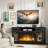 65" Fireplace TV Stand with 30" 3-Sided Electric Fireplace, LED Lights & Storage Cabinets-1952739432