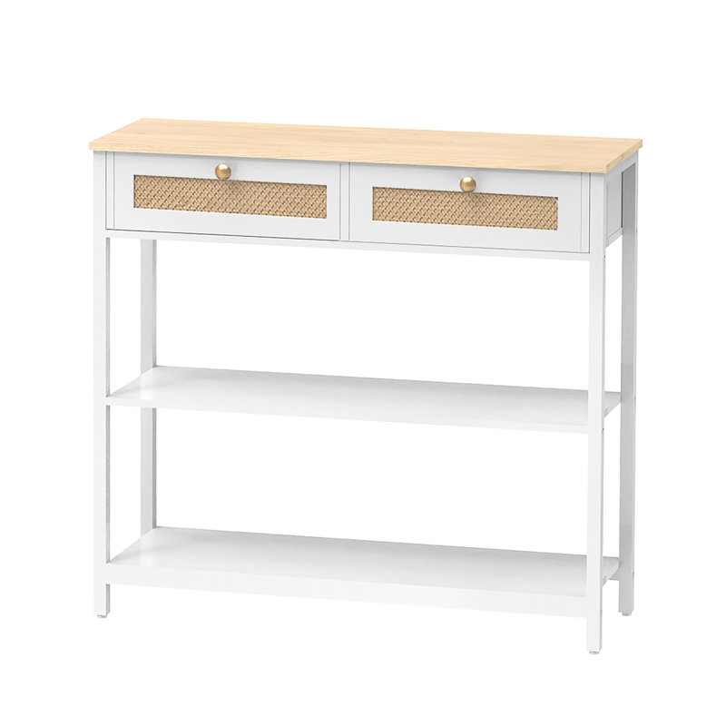 Console 31,5 po avec tiroirs Jennabella, Naturel / blanc