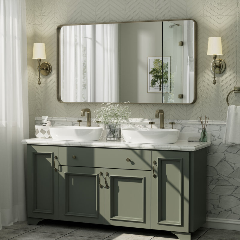 Miroir mural Aevar, 55 po x 30 po, Bronze brossé