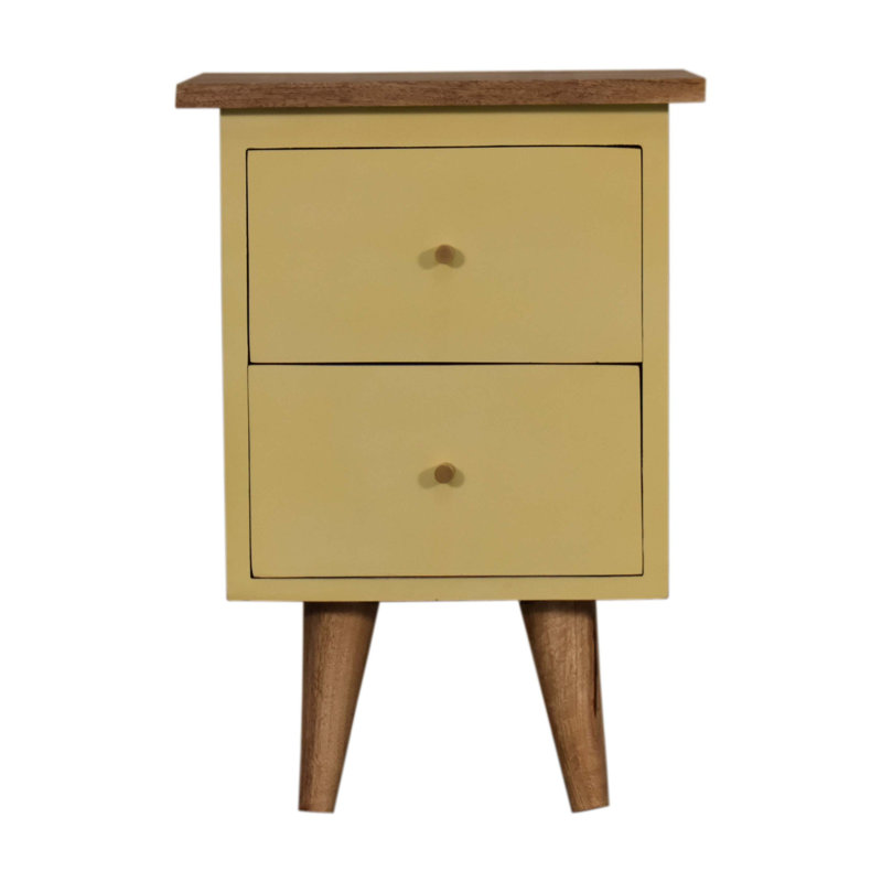 Berumen 35cm W Solid Wood Bedside Table, Brown, Yellow