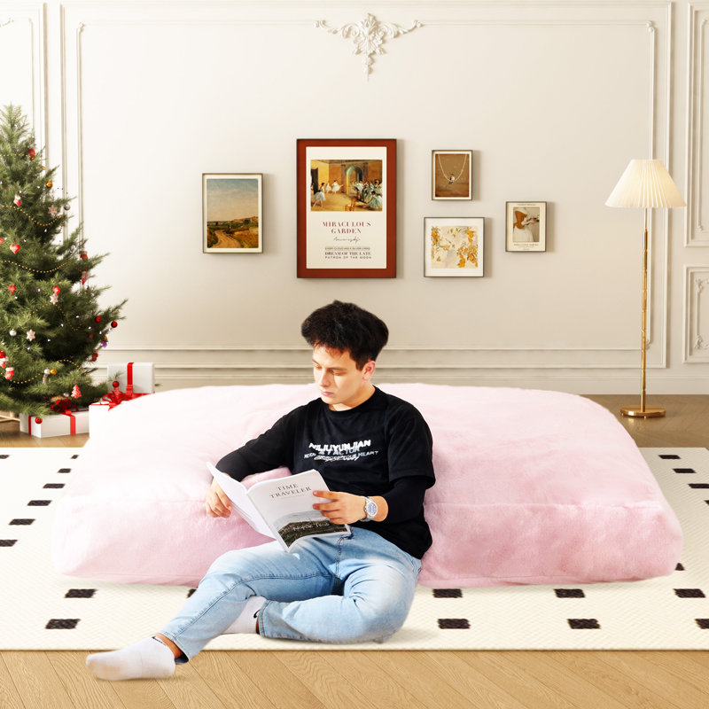 Fauteuil-sac géant pour adultes, Fausse fourrure rose