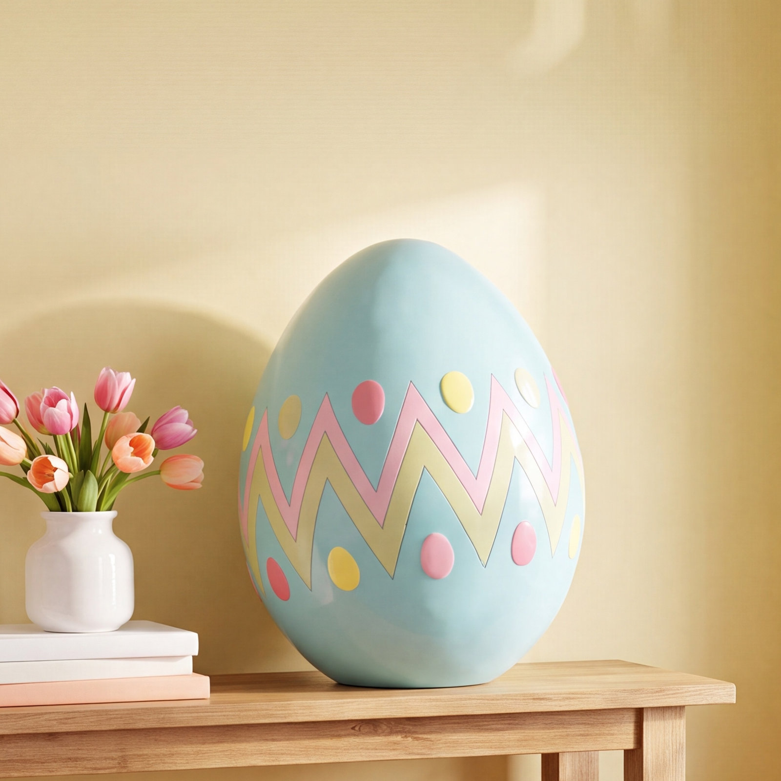 Hughes Resin Outdoor Easter Egg Accent, Blue/Pink/Yellow