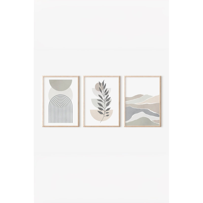 Ensemble de 3 peintures élégantes encadrées décoratives, 12,9 po x 18,9 po | Cadre 100% bois massif (épaisseur: 0,8 pouce), œuvre d'art 100% MDF | Impression numérique éclatante, parfaite pour la décoration de salon et de bureau