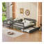 Lit superposé simple au-dessus d'un lit double en bois avec lit gigogne simple, gris-363839211