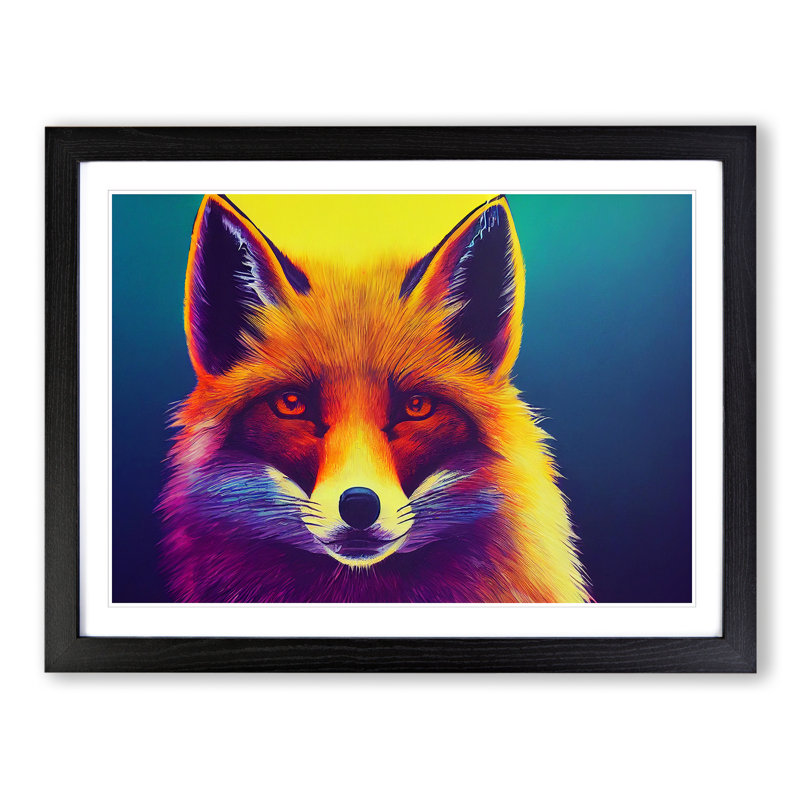 Fox Vol.2 - Single Picture Frame Print, Black Framed, 46cm H x 64cm W x 2cm D
