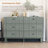 Domhnall Modern 6 Drawer Double Dresser With Grid Carved Pine Front