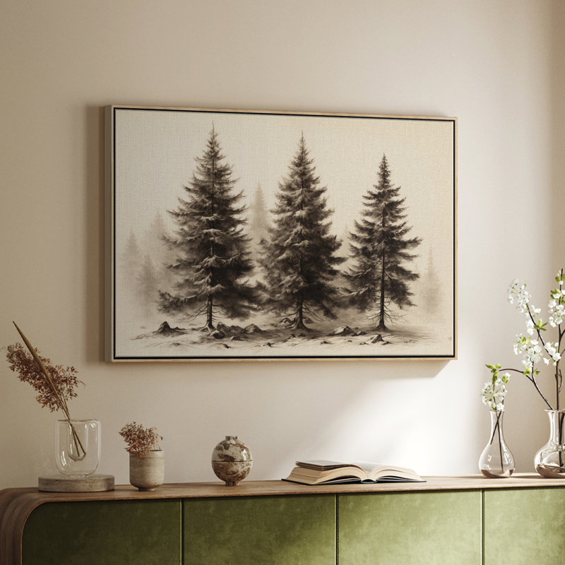 Paysage rétro CLCL, H 27 po x l 41 po, Toile avec cadre flottant, Naturel