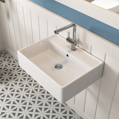 DeerValley 23" x 18" White Rectangular Vitreous China Wall Mount Bathroom Sink with Overflow & Single Faucet Hole
