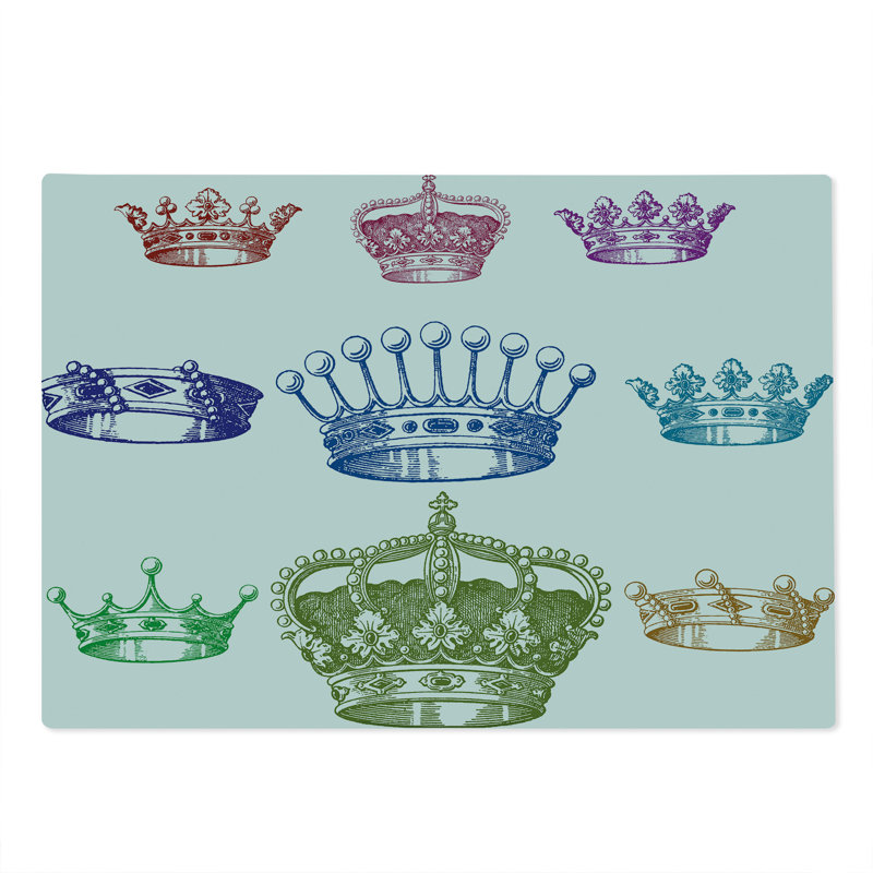 Ambesonne Queen Cutting Board Large Size Old Antique Crown Set Multicolor