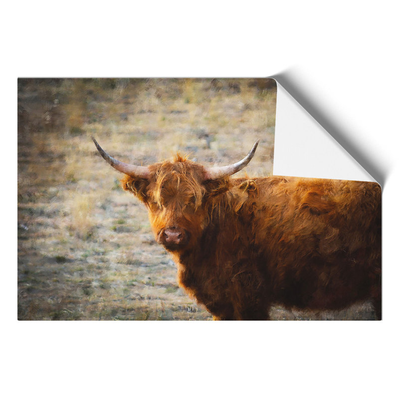 Highland Bull Cow Painting - Frameless Print, 21cm H x 30cm W x 0.1cm D