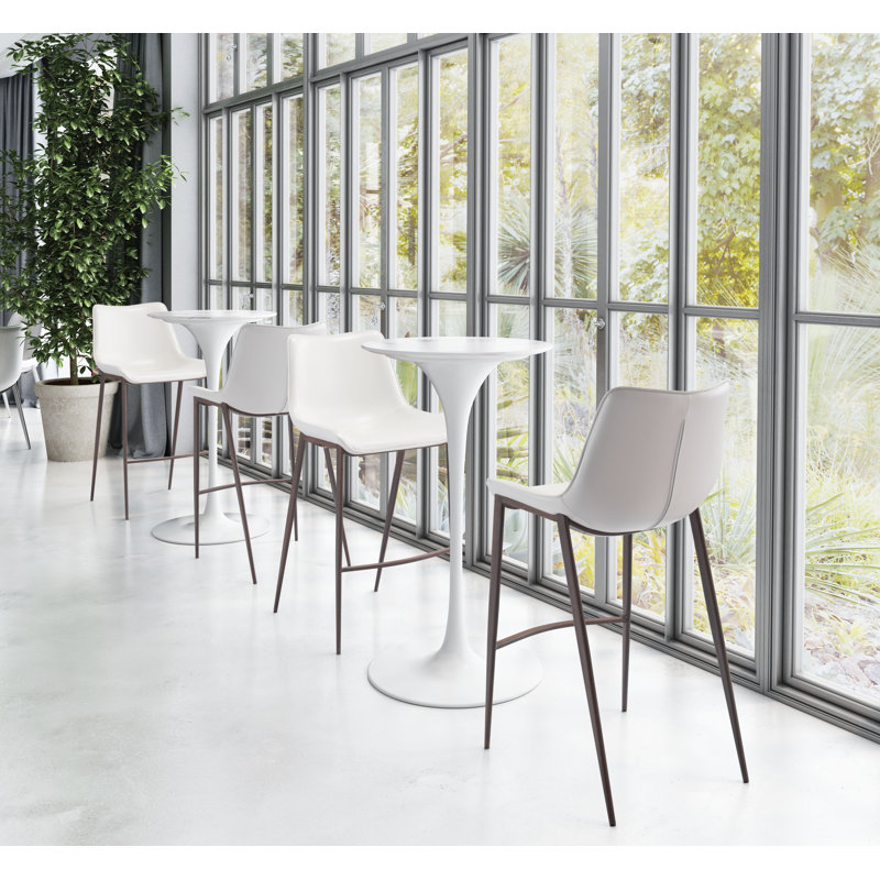 Ensemble de 2 tabourets de bar Kasib (blanc et noyer), Blanc