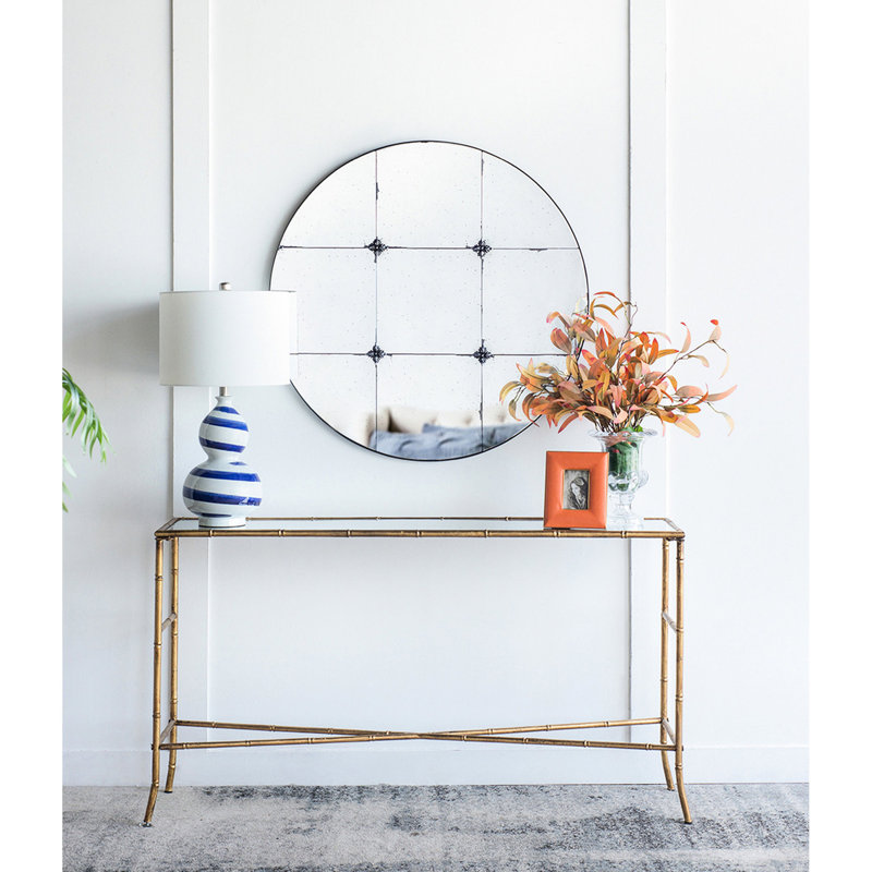 Miroir mural rond 36 po en verre de style traditionnel pour salle de bain, vestibule, console - Design rustique et romantique avec motif de fleurs en résine 35,8 po X Make Your Home Shine