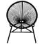 Chaise d'extérieur, rotin poly noir, acier thermolaqué, forme ronde