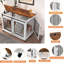 Table d'appoint pour chien avec porte coulissante, cloison pour deux chiots l 43,7 po, blanc et brun rustique-1692140281-1692140286