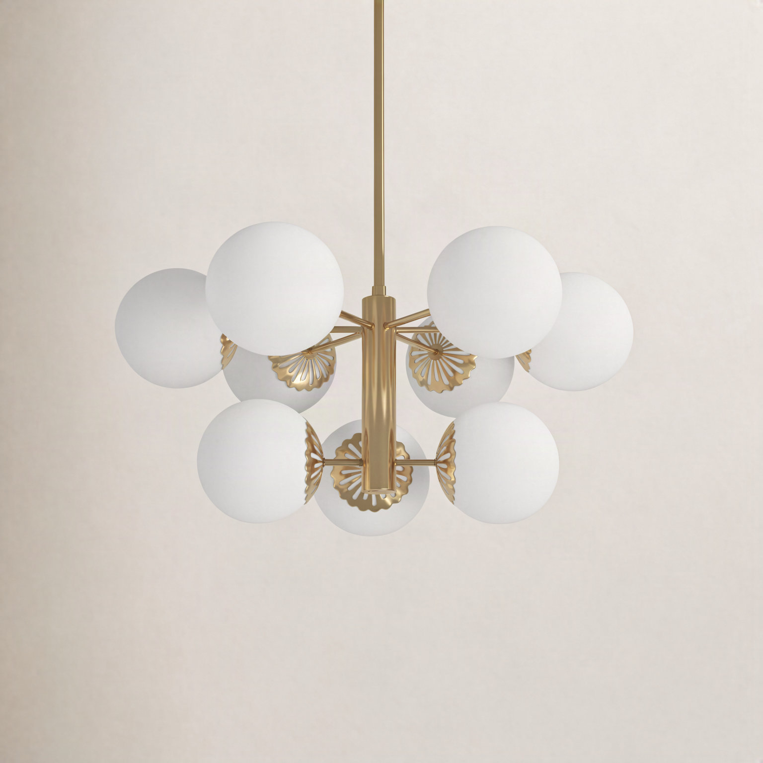 Deniaud 9 - Light Sputnik Chandelier, Aged Brass