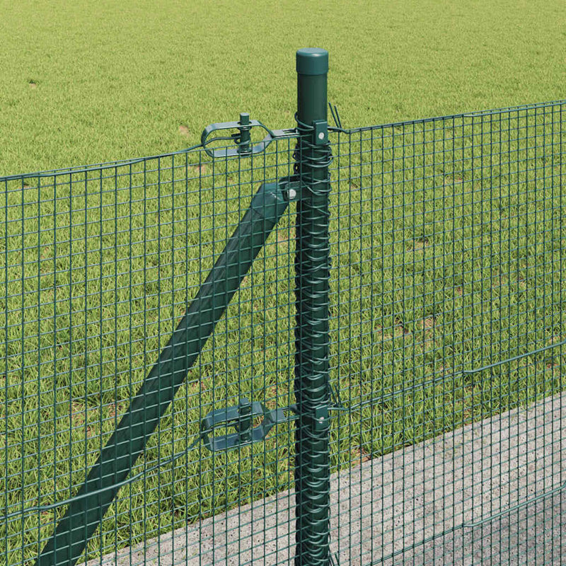 Vidaxl Fence With Posts Steel, Green, 50cm H x 5000cm W x 3.2cm D