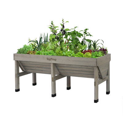 VegTrug Classic Raised Bed Cedar Wood Planter, Grey Wash, Medium 1.8m