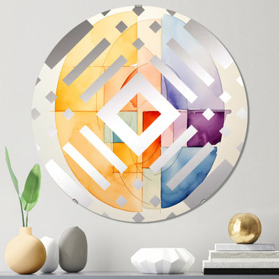 Pastel Colour Geometric Ink Collage I - Diamond Decorative Mirror