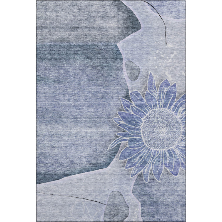 Premium Machine Washable Prisco Blue Rug