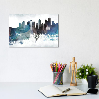 Calgary Bluish Skyline - Wrapped Canvas Print