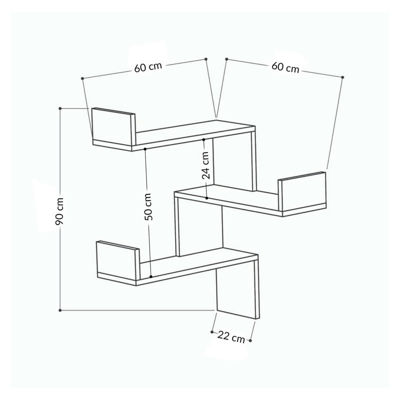 Luci 3 Piece Corner Wall Mounted Floating Shelf Modern Space-Saving Design, White