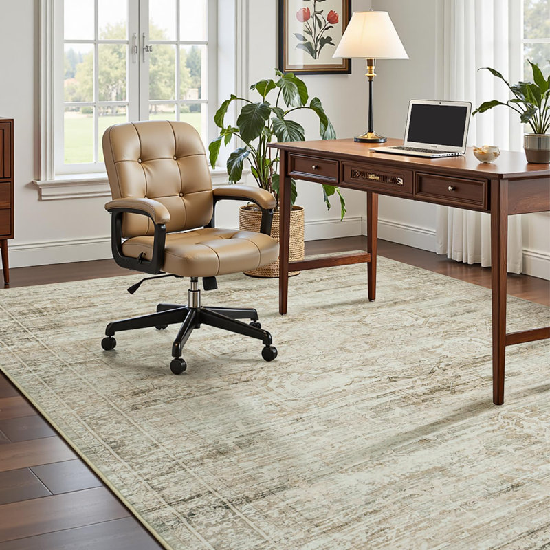 Tapis beige rétro esthétique délavé 6 pi x 9 pi, Rectangle 6 pi x 9 pi