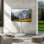 Meuble télé moderne et blanc pour meuble télé pivotant réglable en hauteur de 40 à 75 po 