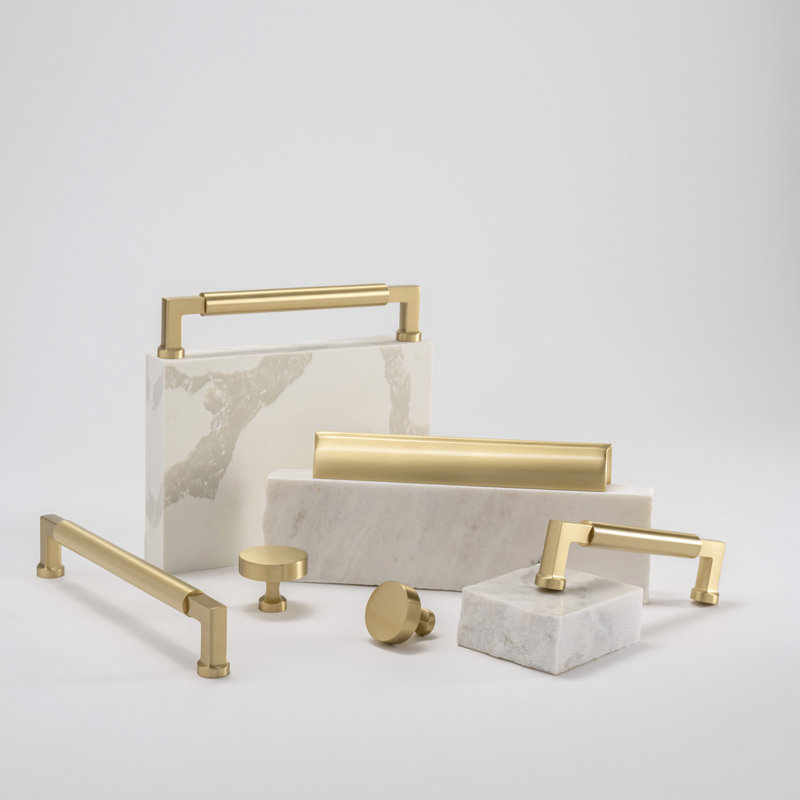 Parkview Cup / Bin Pull, 3", Satin Brass