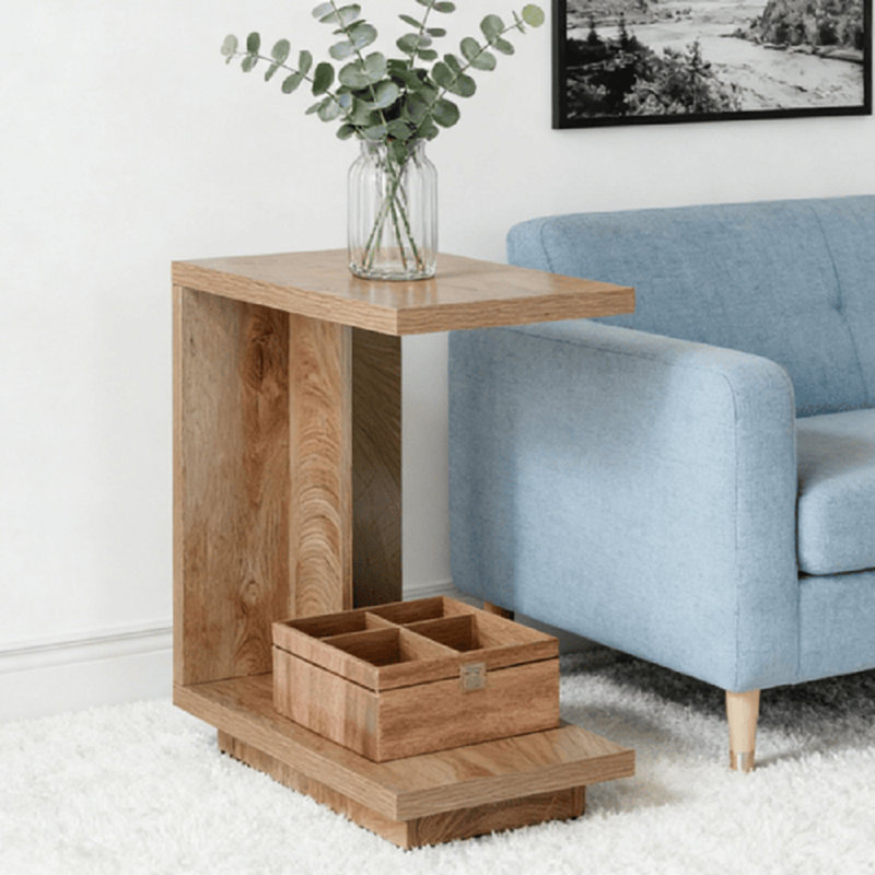 Table de bout simple Table de chevet moderne Mobilier de chambre à coucher Tablette de rangement Design en bois
