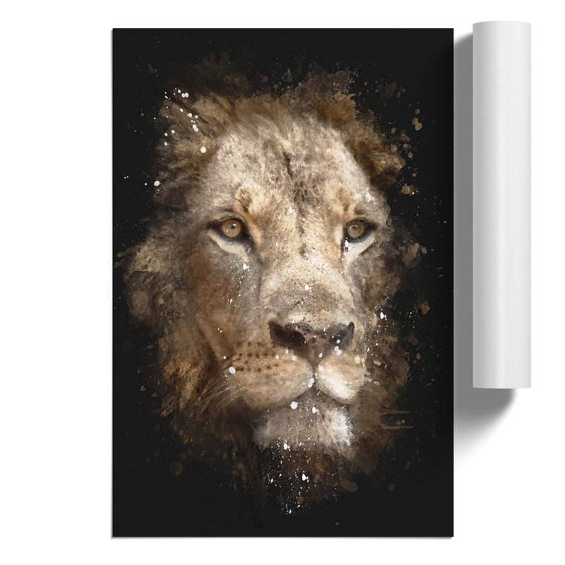 Face Of A Lion Paint Splash - No Frame Print, 59cm H x 42cm W x 0.1cm D