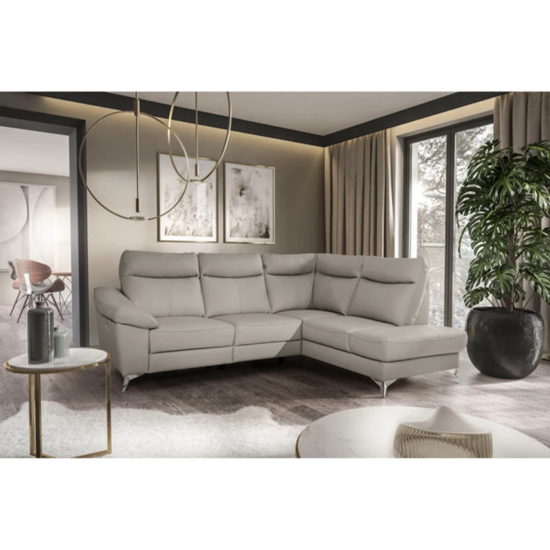 Canapé modulaire en cuir Cordelra Buffalo, Orienté à droite, Gris clair