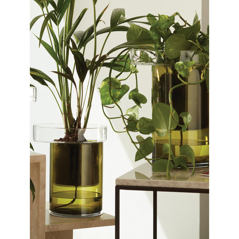 Balcony Round Glass Planter, 13.75" H x 10.25" W x 10.25" D