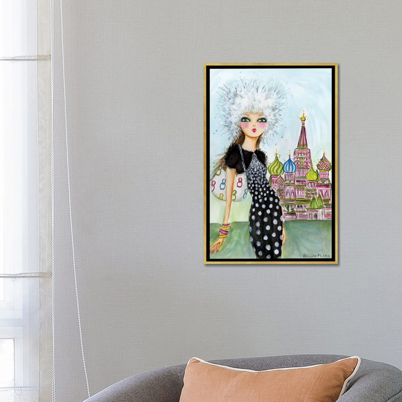 Art de Moscou, H 26 po x l 18 po x P 1,5 po, Toile encadrée d'or