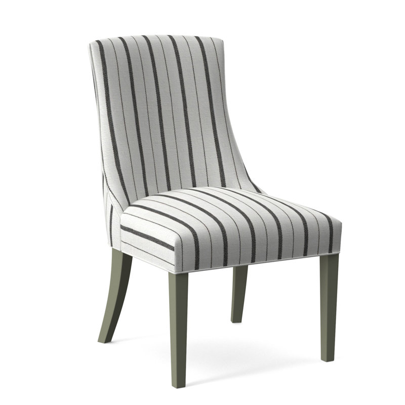Tuxedo Slipper Dining Chair, Greystone Finish, Light Blue Performance Fabric; 0851-55