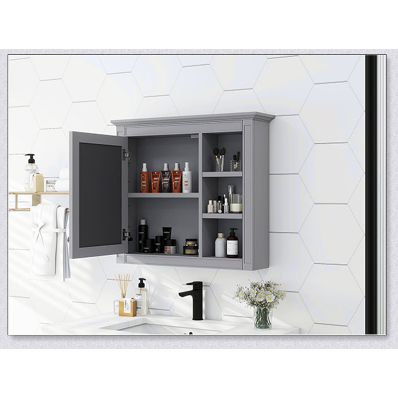 Pharmacie 30 po x 28 po, armoire de rangement murale pour salle de bain, armoire murale moderne pour salle de bain, Gris