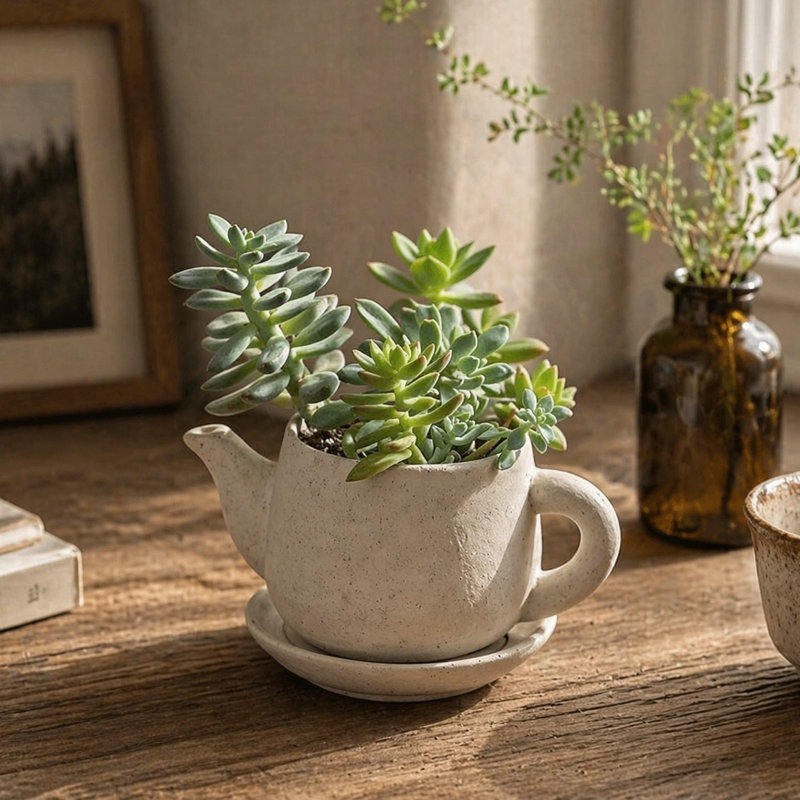 Cement Tea Planters Concrete Statue Planter