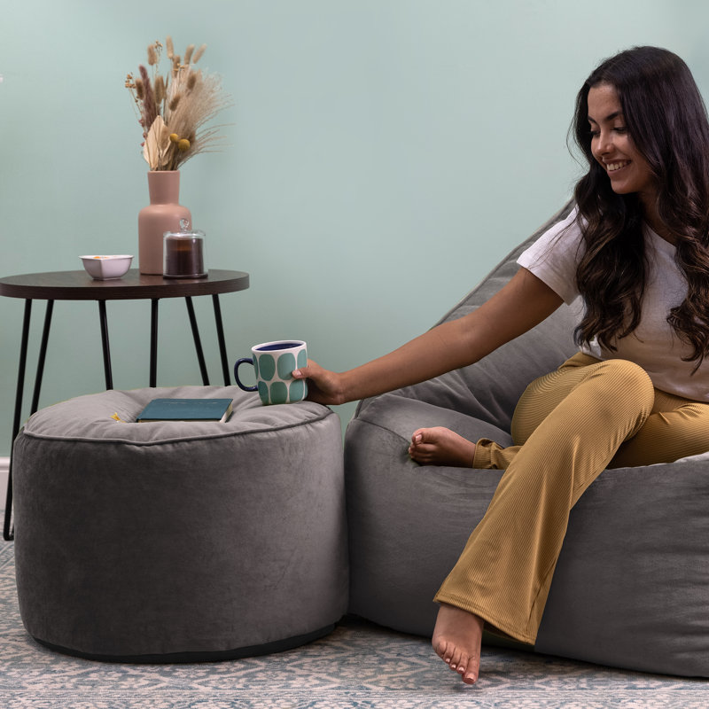 Milano Velvet Footstool, Charcoal Grey