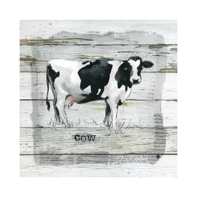 Farmhouse Collage Cow by Carol Robinson - Print on Canvas, Wrapped Canvas, 45.72 cm H x 45.72 cm W x 1.91 cm D