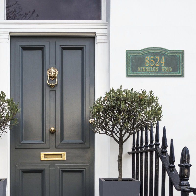 Signature Series 2-Line Wall Address Plaque, Yes, Bronze, Verdigris
