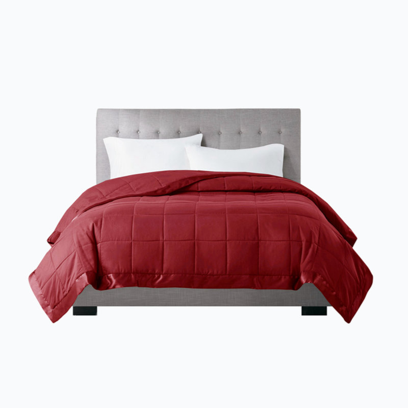 Couverture en duvet synthétique toutes saisons, couverture matelassée légère et douce, jeté luxueux avec bordure en satin pour lit